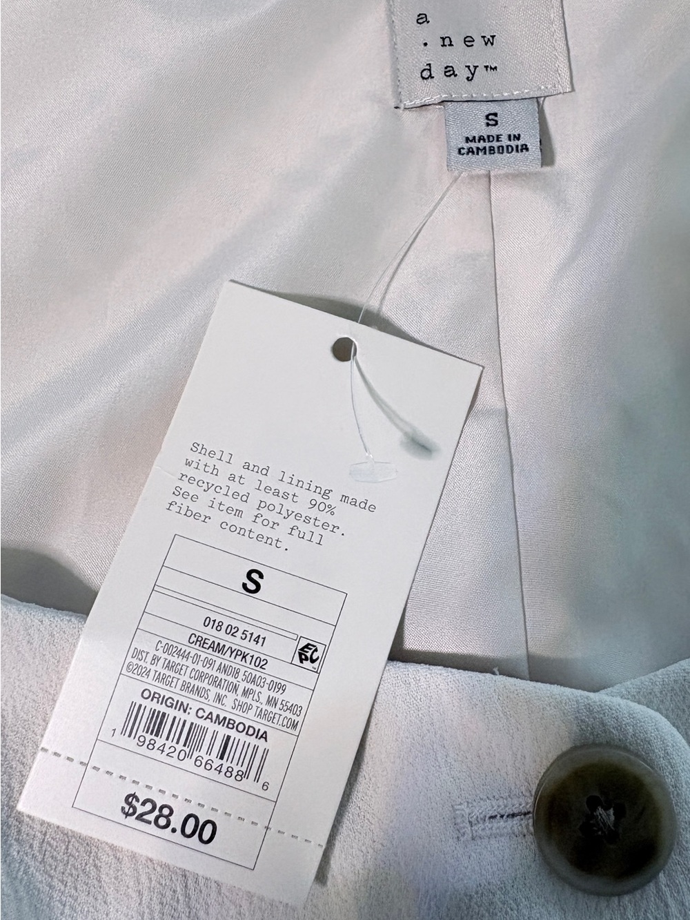 NWT A New DayTailored Vest Fully Lined Button Front Color: White Size S - Picture 4 of 6